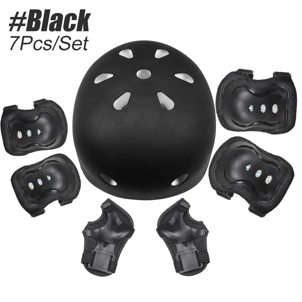 7Pcs/Set Girls Boys 3-10yrs Kids Bike Helmet.