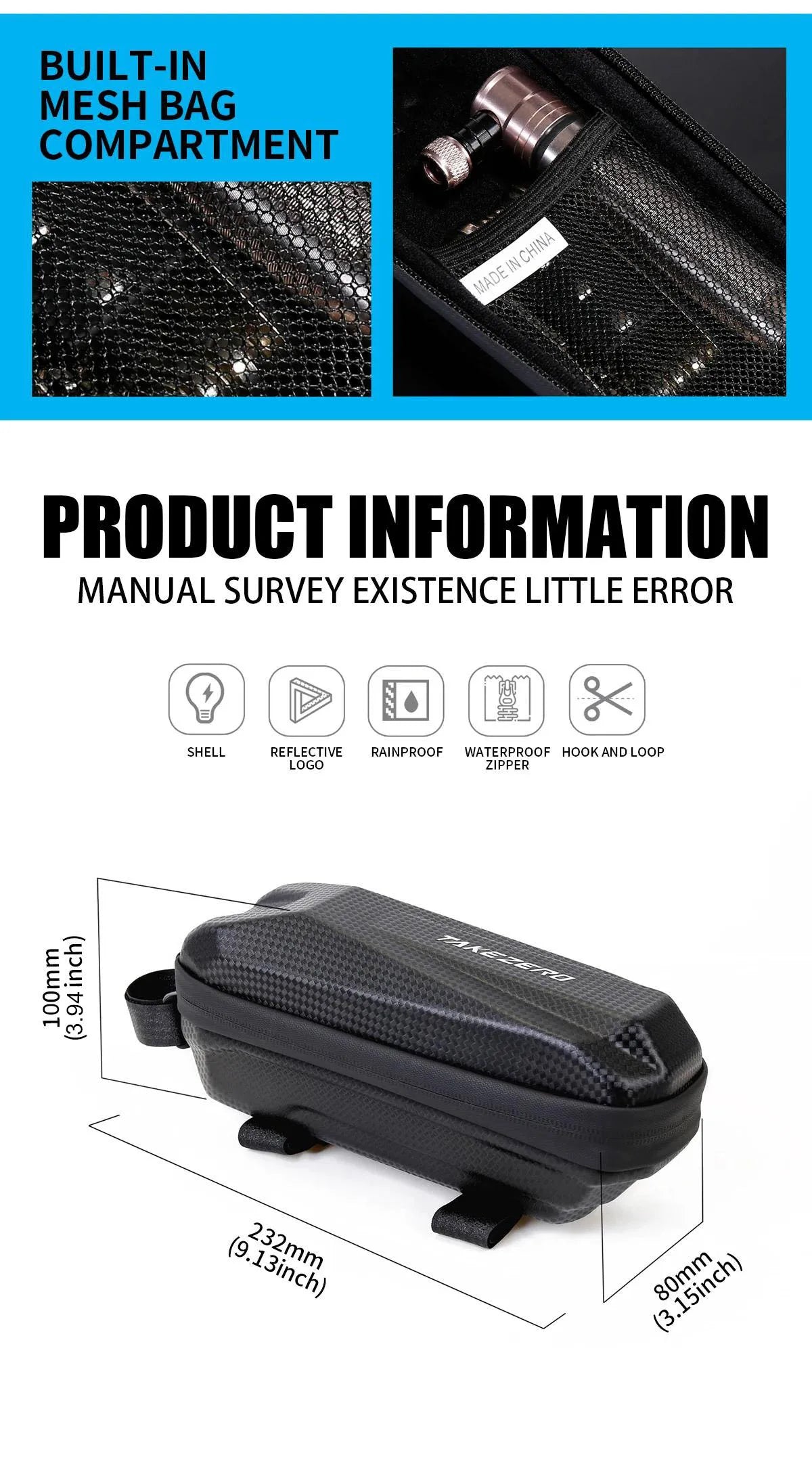 1L EVA Hard Shell Bicycle Bag.