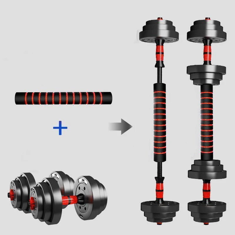 Adjustable Dumbbell to Barbell Set, Anti-Slip Grip.