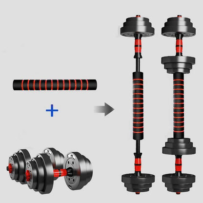 Adjustable Dumbbell to Barbell Set, Anti-Slip Grip.