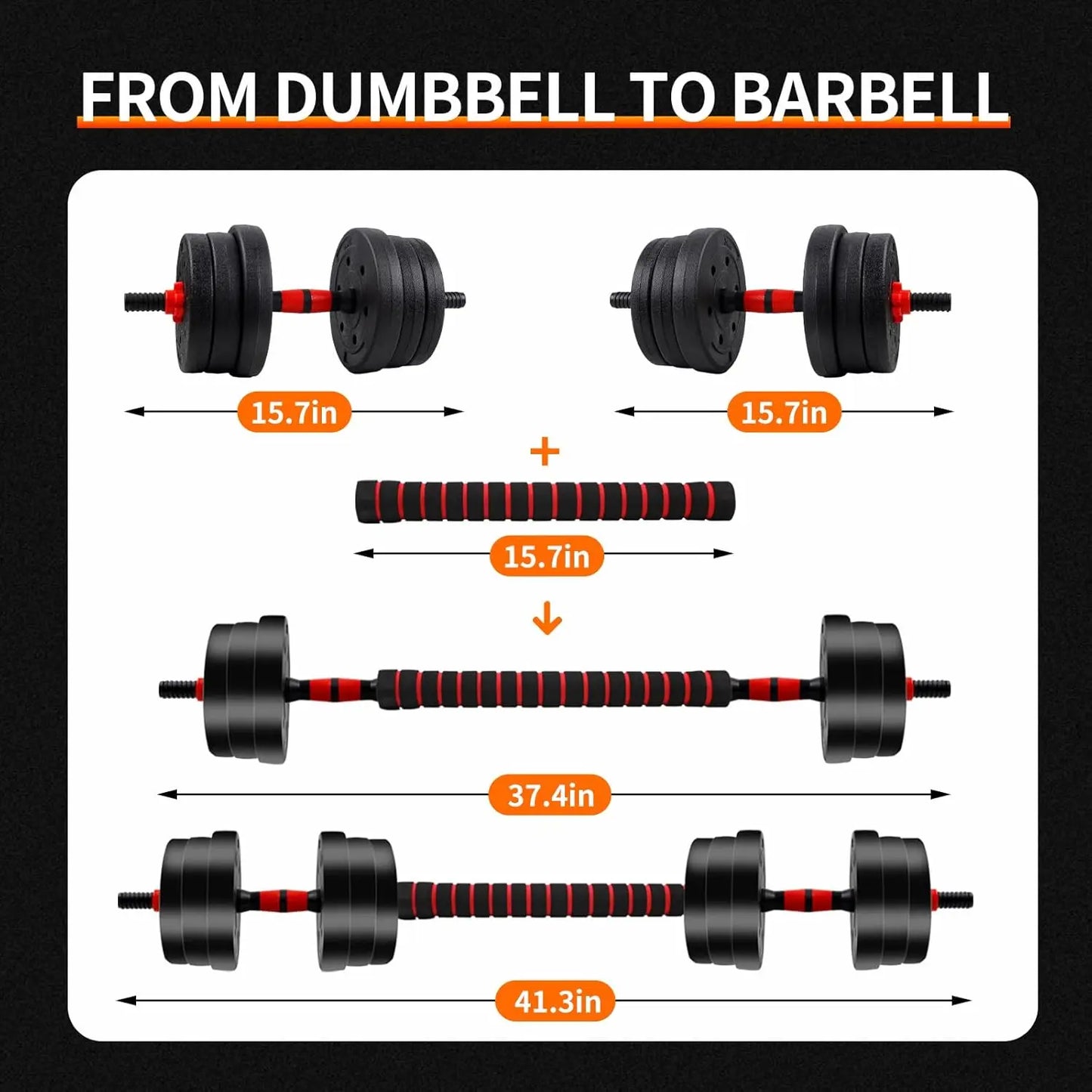 Adjustable Dumbbell to Barbell Set, Anti-Slip Grip.