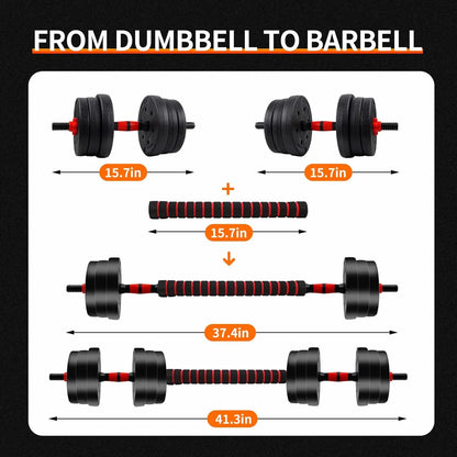 Adjustable Dumbbell to Barbell Set, Anti-Slip Grip.