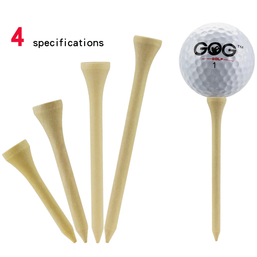 100 Pcs Golf Tees 4 Sizes Wooden Bamboo.