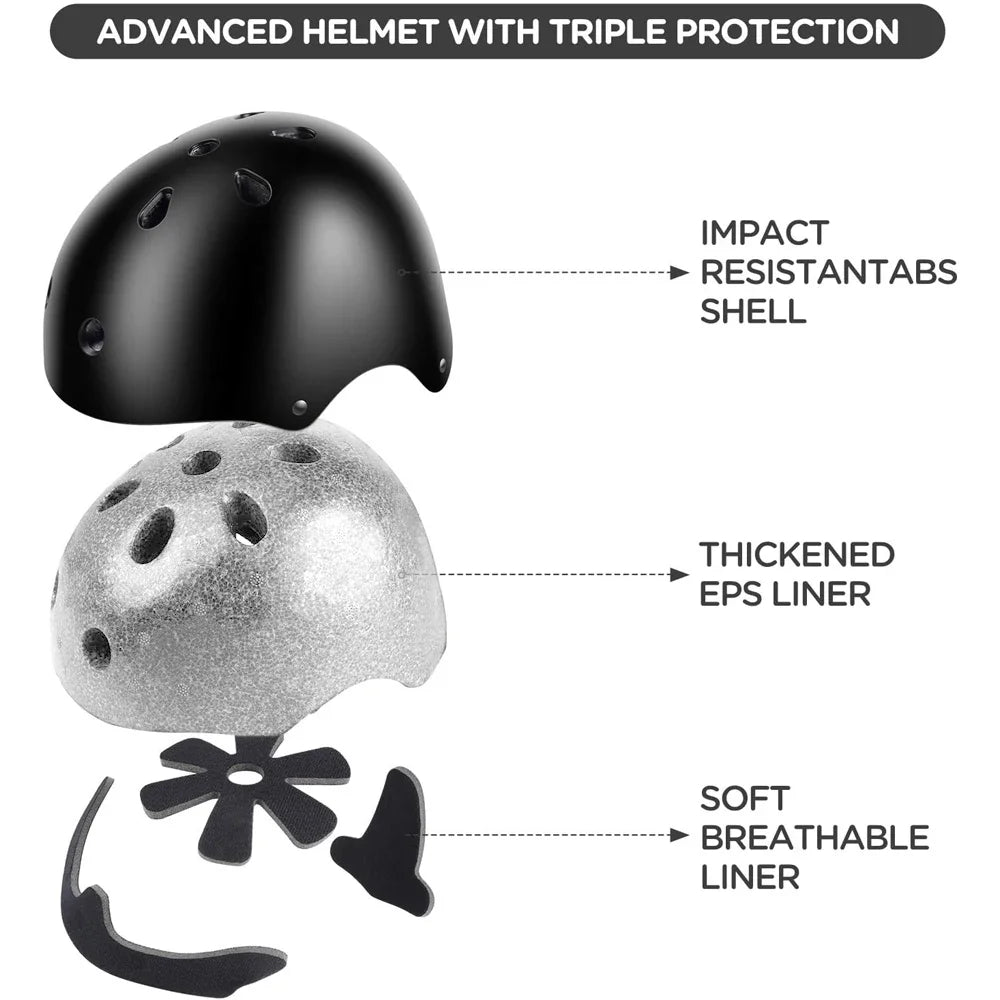 7Pcs/Set Girls Boys 3-10yrs Kids Bike Helmet.