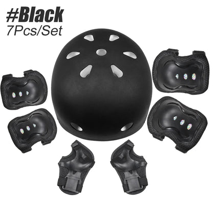 7Pcs/Set Girls Boys 3-10yrs Kids Bike Helmet.