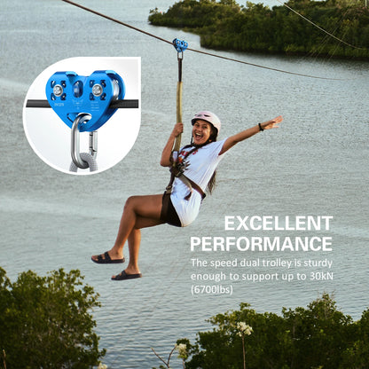 Trolley Pulley with Ball Bearing Climbing  Zipline Cable .