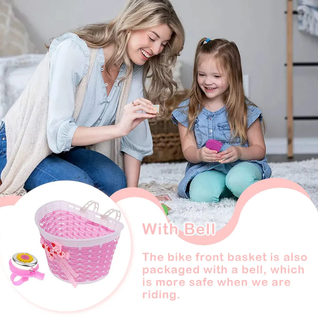 Plastic Children Bicycles Basket And Bell Portable.