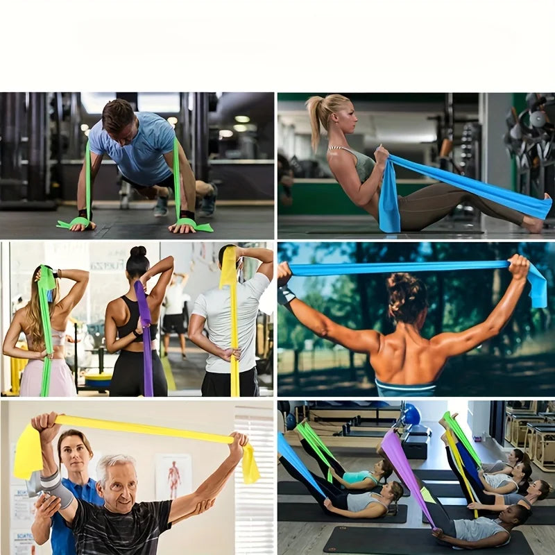 Three sets of yoga resistance bands.
