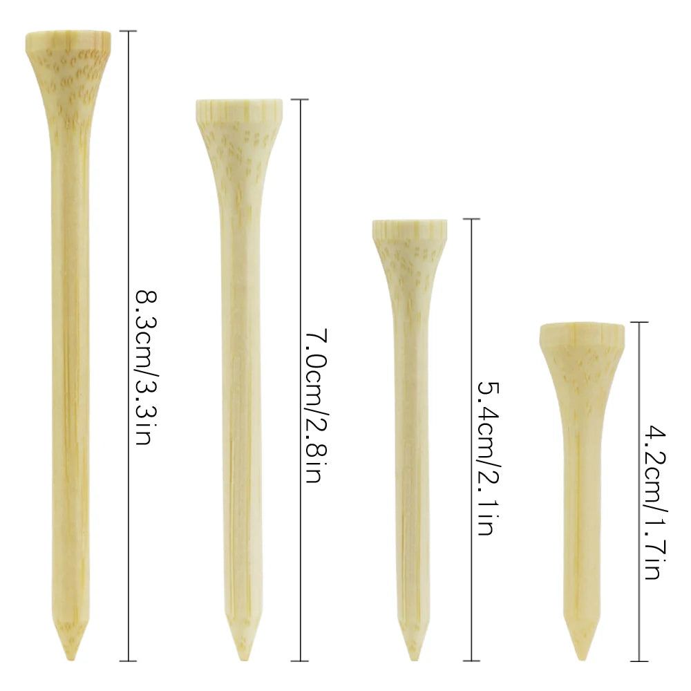 100 Pcs Golf Tees 4 Sizes Wooden Bamboo.