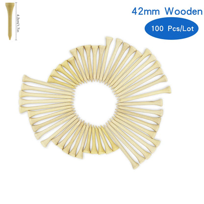 100 Pcs Golf Tees 4 Sizes Wooden Bamboo.