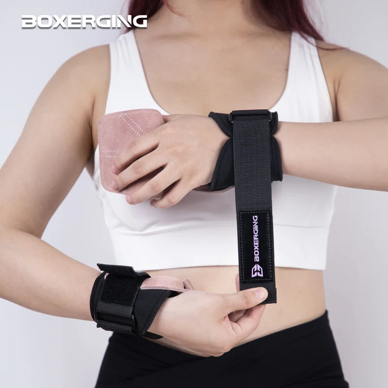 Cowhide Gym Gloves Grips Anti-Skid Weight Belt.