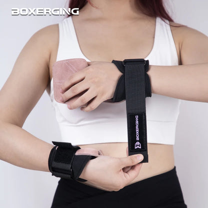 Cowhide Gym Gloves Grips Anti-Skid Weight Belt.