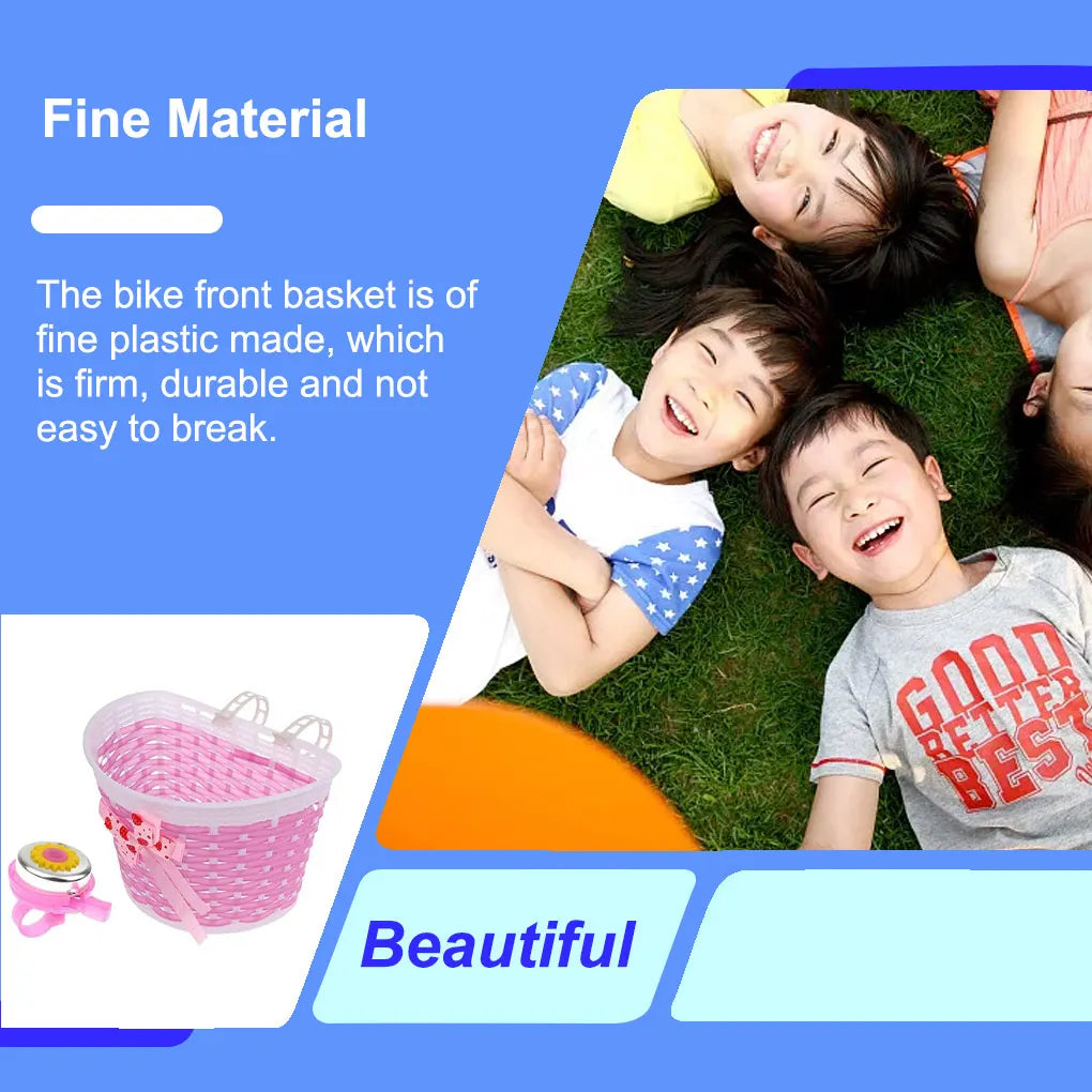 Plastic Children Bicycles Basket And Bell Portable.