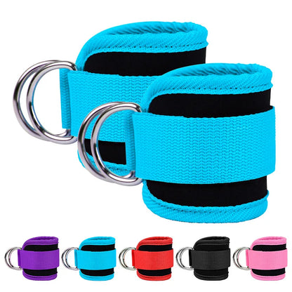 Gym Ankle Straps Double D-Ring Neoprene Padded.
