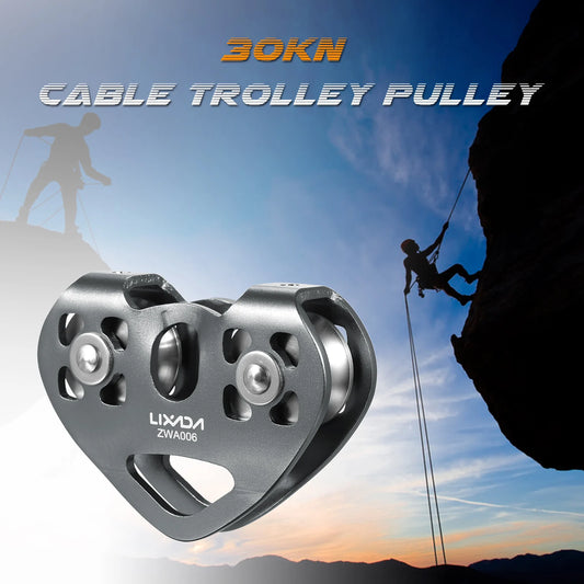 Trolley Pulley with Ball Bearing Climbing  Zipline Cable .