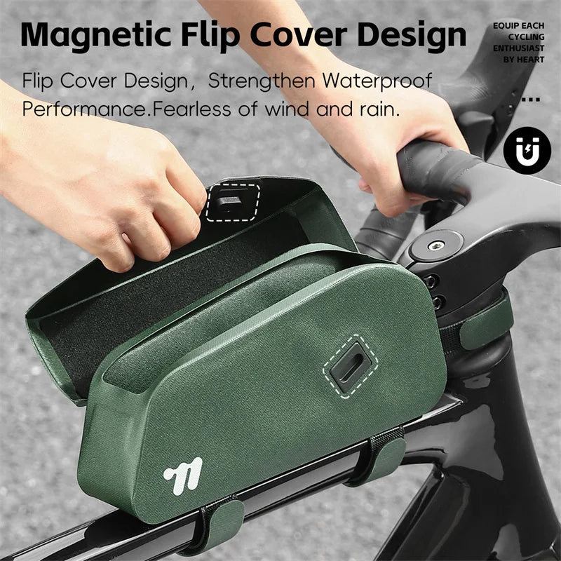 Waterproof Bicycle Top Tube Bag With Bolt and Belt.