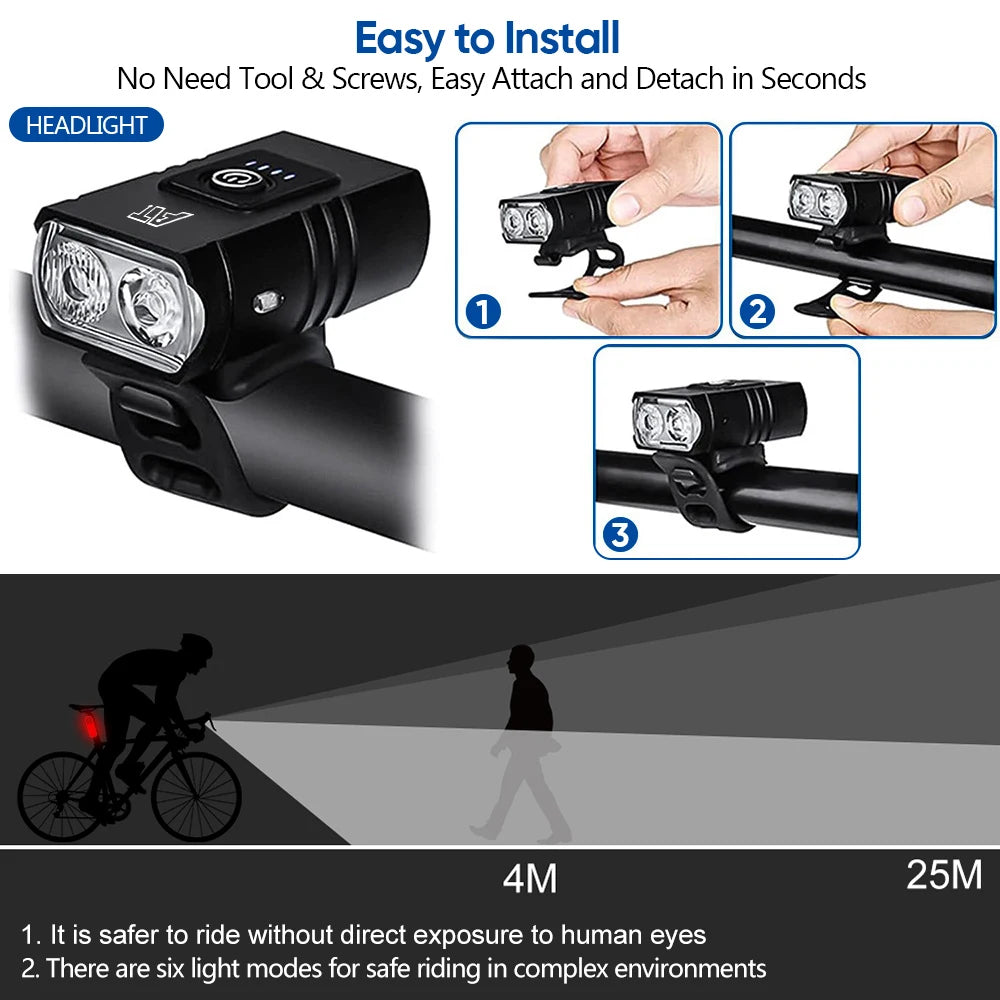 LED Bicycle Front Rechargeable Bicycle Headlight.