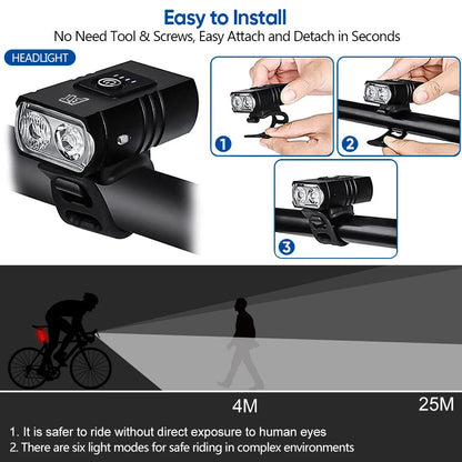 LED Bicycle Front Rechargeable Bicycle Headlight.
