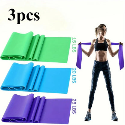 Three sets of yoga resistance bands.