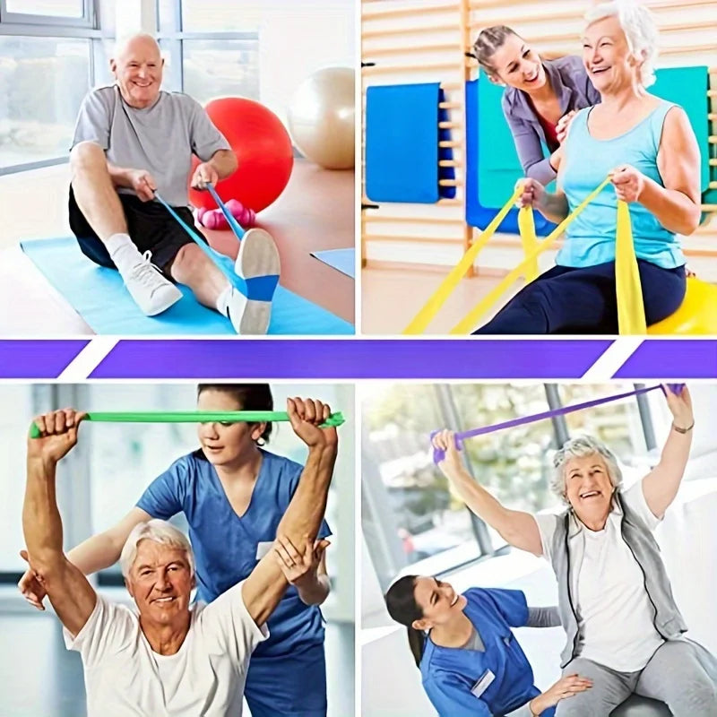 Three sets of yoga resistance bands.