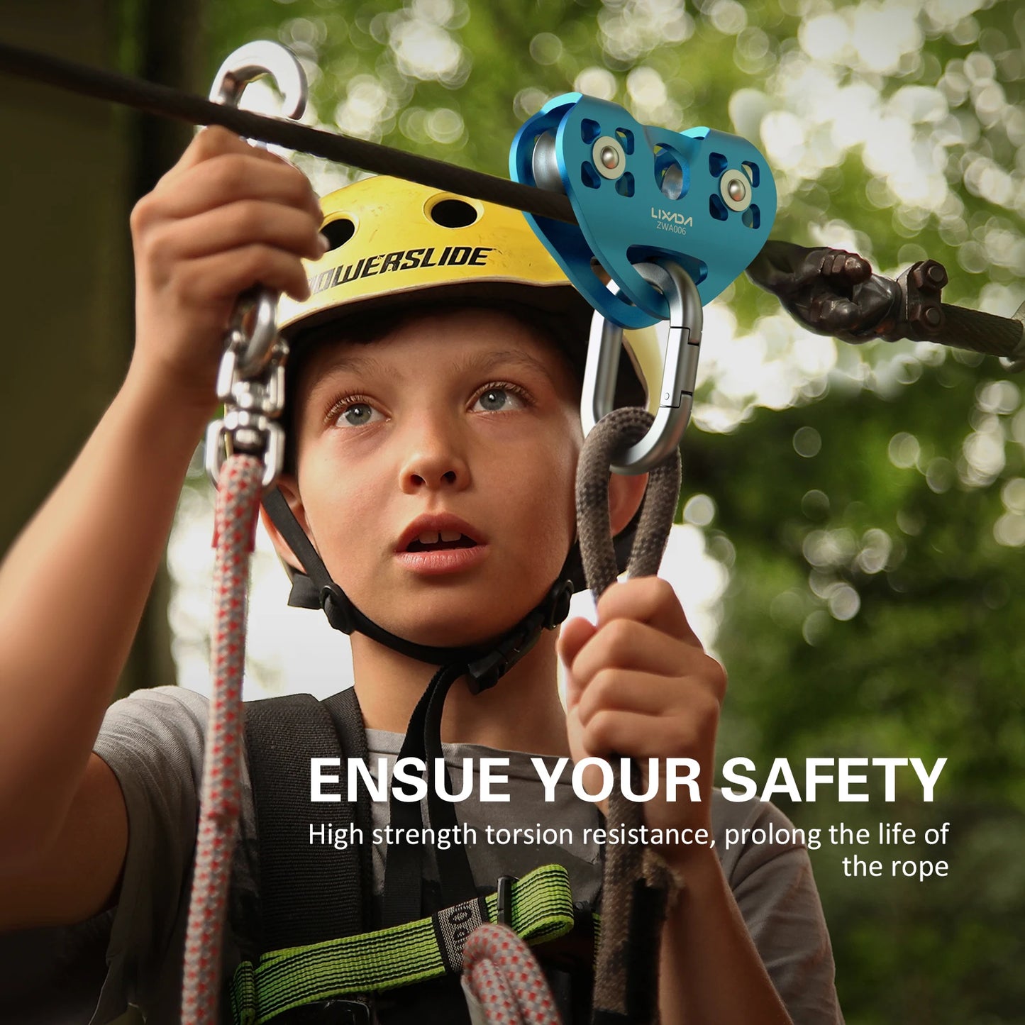 Trolley Pulley with Ball Bearing Climbing  Zipline Cable .