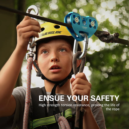 Trolley Pulley with Ball Bearing Climbing  Zipline Cable .